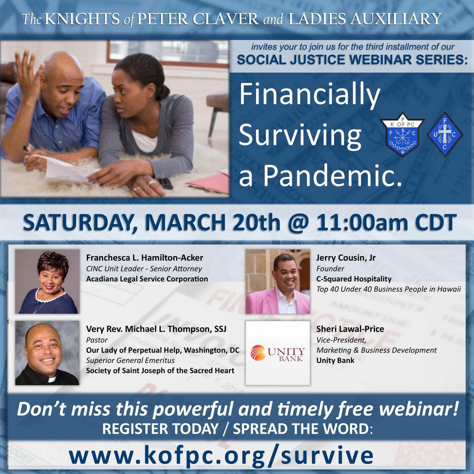 Knights and Ladies holding finance webinar Saturday