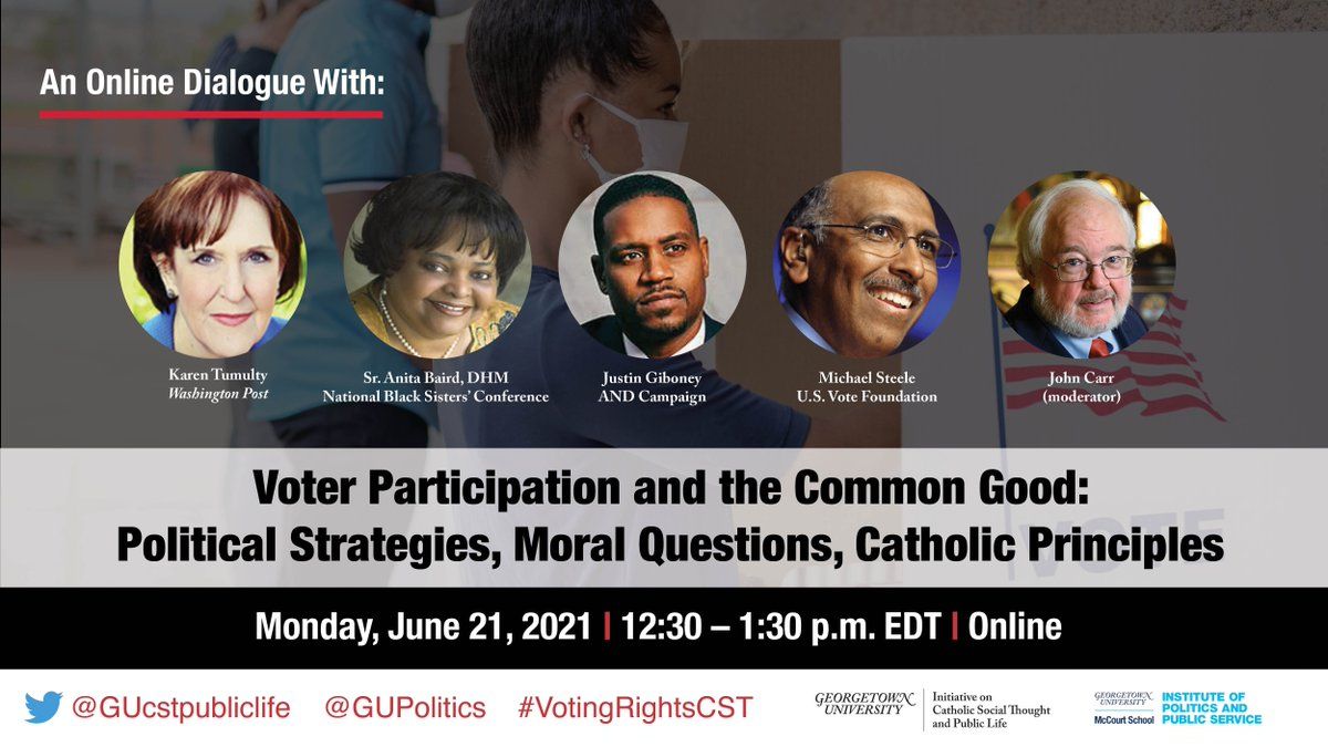Georgetown virtual event tomorrow on voting rights to feature Sr. Anita Baird, Michael Steele